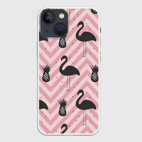 Чехол для iPhone 13 mini с принтом Черный фламинго в Санкт-Петербурге,  |  | animal | bird | flamingo | pink | pnik flamingo | животные | птицы | розовый | розовый фламинго | фламинго