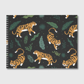 Альбом для рисования с принтом Тропический тигр в Санкт-Петербурге, 100% бумага
 | матовая бумага, плотность 200 мг. | tiger | гепард | дикие кошки | животные | кот | кошки | пантера | тигр | тигры