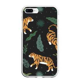 Чехол для iPhone 7Plus/8 Plus матовый с принтом Тропический тигр в Санкт-Петербурге, Силикон | Область печати: задняя сторона чехла, без боковых панелей | tiger | гепард | дикие кошки | животные | кот | кошки | пантера | тигр | тигры