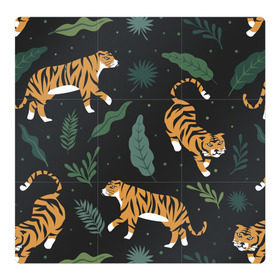 Магнитный плакат 3Х3 с принтом Тропический тигр в Санкт-Петербурге, Полимерный материал с магнитным слоем | 9 деталей размером 9*9 см | tiger | гепард | дикие кошки | животные | кот | кошки | пантера | тигр | тигры