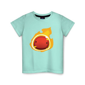 Детская футболка хлопок с принтом Огненный слайм-мини версия в Санкт-Петербурге, 100% хлопок | круглый вырез горловины, полуприлегающий силуэт, длина до линии бедер | slime rancher