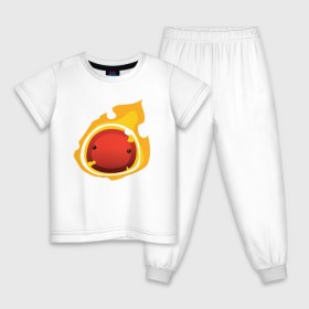 Детская пижама хлопок с принтом Огненный слайм-мини версия в Санкт-Петербурге, 100% хлопок |  брюки и футболка прямого кроя, без карманов, на брюках мягкая резинка на поясе и по низу штанин
 | slime rancher