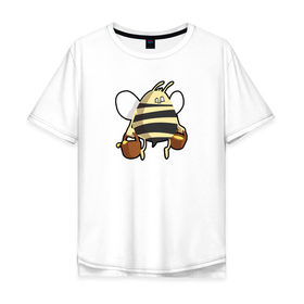 Мужская футболка хлопок Oversize с принтом Пчела С Медом в Санкт-Петербурге, 100% хлопок | свободный крой, круглый ворот, “спинка” длиннее передней части | 