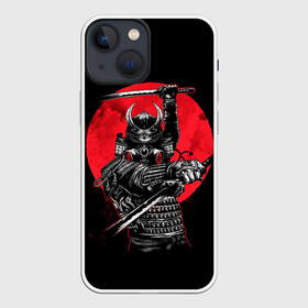 Чехол для iPhone 13 mini с принтом Sамурай в Санкт-Петербурге,  |  | japan | japanese | katana | samurai | броня | брутальный | воин | доспех | защитник японский | катана | красное | кровавая луна | луна | меч | мрачный | наемник | перчатки | противогаз | ронин | самурай | солнце | тэнго