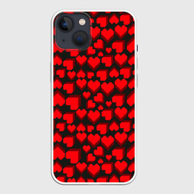 Чехол для iPhone 13 с принтом 8 Bit Love в Санкт-Петербурге,  |  | 8 bit | 8 бит | game | heart | lovely | pattern | любовь | паттерн | романтика | сердечки | сердца | сердце