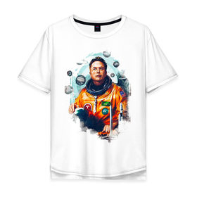 Мужская футболка хлопок Oversize с принтом Elon Mask в Санкт-Петербурге, 100% хлопок | свободный крой, круглый ворот, “спинка” длиннее передней части | Тематика изображения на принте: spacex | илон | илонмаск | космос | маск | ракета | тесла