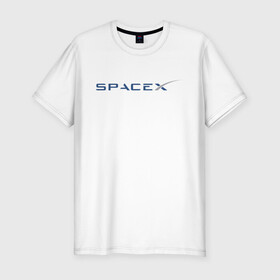Мужская футболка хлопок Slim с принтом SPACEX - ИЛОН МАСК. в Санкт-Петербурге, 92% хлопок, 8% лайкра | приталенный силуэт, круглый вырез ворота, длина до линии бедра, короткий рукав | elon musk | spacex | американский предприниматель | изобретатель | илон маск | инвестор | инженер