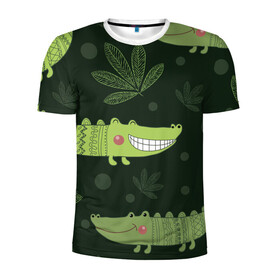 Мужская футболка 3D спортивная с принтом Милый крокодил в Санкт-Петербурге, 100% полиэстер с улучшенными характеристиками | приталенный силуэт, круглая горловина, широкие плечи, сужается к линии бедра | аллигатор | для детей | животные | крокодил