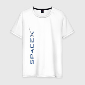 Мужская футболка хлопок с принтом SPACEX - ИЛОН МАСК. в Санкт-Петербурге, 100% хлопок | прямой крой, круглый вырез горловины, длина до линии бедер, слегка спущенное плечо. | elon musk | spacex | американский предприниматель | изобретатель | илон маск | инвестор | инженер