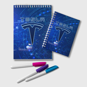 Блокнот с принтом Tesla в Санкт-Петербурге, 100% бумага | 48 листов, плотность листов — 60 г/м2, плотность картонной обложки — 250 г/м2. Листы скреплены удобной пружинной спиралью. Цвет линий — светло-серый
 | Тематика изображения на принте: cybertruck | elon reeve musk | model 3 | pickup | tech | technology | tesla | грузовик | илон маск | кибер | моторс | пикап | тесла