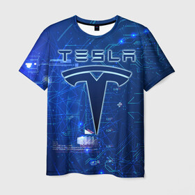 Мужская футболка 3D с принтом Tesla в Санкт-Петербурге, 100% полиэфир | прямой крой, круглый вырез горловины, длина до линии бедер | cybertruck | elon reeve musk | model 3 | pickup | tech | technology | tesla | грузовик | илон маск | кибер | моторс | пикап | тесла