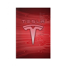 Обложка для паспорта матовая кожа с принтом Tesla в Санкт-Петербурге, натуральная матовая кожа | размер 19,3 х 13,7 см; прозрачные пластиковые крепления | 