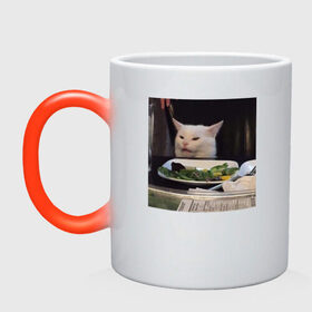 Кружка хамелеон с принтом мемная картинка с котом в Санкт-Петербурге, керамика | меняет цвет при нагревании, емкость 330 мл | кот | котэ | кошка | мем | прикол | фотография