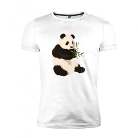 Мужская футболка премиум с принтом Панда в Санкт-Петербурге, 92% хлопок, 8% лайкра | приталенный силуэт, круглый вырез ворота, длина до линии бедра, короткий рукав | панда | рисунок