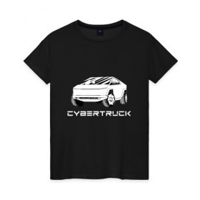 Женская футболка хлопок с принтом Tesla Cybertruck в Санкт-Петербурге, 100% хлопок | прямой крой, круглый вырез горловины, длина до линии бедер, слегка спущенное плечо | auto | cyber | cyberpunk | ilon musk | tesla | tesla cybertruck | авто | илон маск | кибертрак | машина | тесла