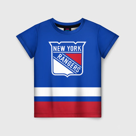Детская футболка 3D с принтом Нью-Йорк Рейнджерс НХЛ в Санкт-Петербурге, 100% гипоаллергенный полиэфир | прямой крой, круглый вырез горловины, длина до линии бедер, чуть спущенное плечо, ткань немного тянется | Тематика изображения на принте: hockey | new york | new york rangers | nhl | rangers | usa | нхл | нью йорк | нью йорк рейнджерс | рейнджерс | спорт | сша | хоккей | шайба