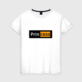 Женская футболка хлопок с принтом PrinCess в Санкт-Петербурге, 100% хлопок | прямой крой, круглый вырез горловины, длина до линии бедер, слегка спущенное плечо | princess | антибренд | пародия | прикол