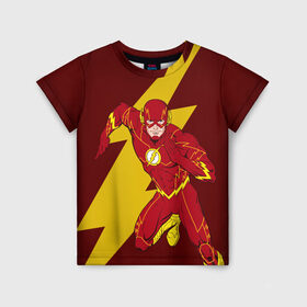 Детская футболка 3D с принтом The Flash в Санкт-Петербурге, 100% гипоаллергенный полиэфир | прямой крой, круглый вырез горловины, длина до линии бедер, чуть спущенное плечо, ткань немного тянется | dc comics | justice league | superhero | the flash | лига справедливости | флэш