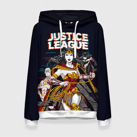 Женская толстовка 3D с принтом Justice League в Санкт-Петербурге, 100% полиэстер  | двухслойный капюшон со шнурком для регулировки, мягкие манжеты на рукавах и по низу толстовки, спереди карман-кенгуру с мягким внутренним слоем. | batman | bruce wayne | dc comics | justice league | shtatjl | superhero | the flash | wonder woman | бэтмен | лига справедливости | флэш | чудо женщина