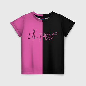 Детская футболка 3D с принтом LIL PEEP в Санкт-Петербурге, 100% гипоаллергенный полиэфир | прямой крой, круглый вырез горловины, длина до линии бедер, чуть спущенное плечо, ткань немного тянется | lil peep | lil prince | pink | зарубежная музыка | лил пип | маленький принц