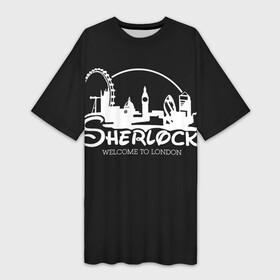 Платье-футболка 3D с принтом Sherlock в Санкт-Петербурге,  |  | 221b | bbc | benedict cumberbatch | john watson | mark gatiss | martin freeman | sherlock holmes | steven moffat | бейкер | джон ватсон | мориарти | стрит | шерлок