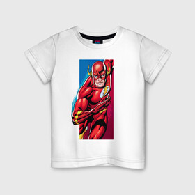 Детская футболка хлопок с принтом Flash, Justice League в Санкт-Петербурге, 100% хлопок | круглый вырез горловины, полуприлегающий силуэт, длина до линии бедер | Тематика изображения на принте: dc comics | flash | justice league | superhero | лига справедливости | флэш