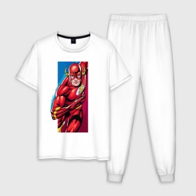 Мужская пижама хлопок с принтом Flash, Justice League в Санкт-Петербурге, 100% хлопок | брюки и футболка прямого кроя, без карманов, на брюках мягкая резинка на поясе и по низу штанин
 | dc comics | flash | justice league | superhero | лига справедливости | флэш
