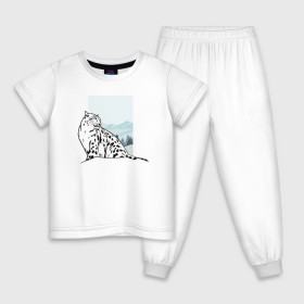Детская пижама хлопок с принтом Снежный Леопард в Санкт-Петербурге, 100% хлопок |  брюки и футболка прямого кроя, без карманов, на брюках мягкая резинка на поясе и по низу штанин
 | leopard | snow | winter | зима | леопард | снег | снежный