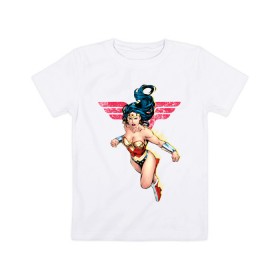Детская футболка хлопок с принтом Wonder Woman в Санкт-Петербурге, 100% хлопок | круглый вырез горловины, полуприлегающий силуэт, длина до линии бедер | dc comics | justice league | shtatjl | superhero | wonder woman | лига справедливости | чудо женщина