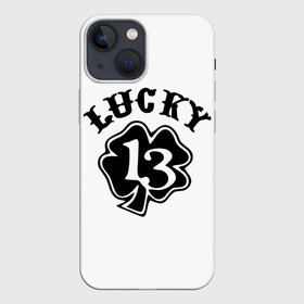 Чехол для iPhone 13 mini с принтом Lucky в Санкт-Петербурге,  |  | 13 | lucky | клевер | надпись | цифры | число