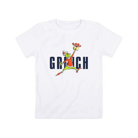 Детская футболка хлопок с принтом Гринч в Санкт-Петербурге, 100% хлопок | круглый вырез горловины, полуприлегающий силуэт, длина до линии бедер | 