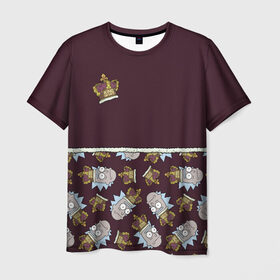Мужская футболка 3D с принтом King of S#!T в Санкт-Петербурге, 100% полиэфир | прямой крой, круглый вырез горловины, длина до линии бедер | 4сезон | rick and morty | мультсериал | рик и морти