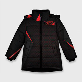 Зимняя куртка для девочек 3D с принтом Mass Effect N7 в Санкт-Петербурге, ткань верха — 100% полиэстер; подклад — 100% полиэстер, утеплитель — 100% полиэстер. | длина ниже бедра, удлиненная спинка, воротник стойка и отстегивающийся капюшон. Есть боковые карманы с листочкой на кнопках, утяжки по низу изделия и внутренний карман на молнии. 

Предусмотрены светоотражающий принт на спинке, радужный светоотражающий элемент на пуллере молнии и на резинке для утяжки. | andromeda | bioware | n7 | shepard | shooter | геты | жнецы | инженер | масс эффект | разведчик | солдат | страж | цербер | штурмовик | шутер