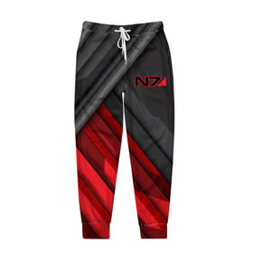 Мужские брюки 3D с принтом Mass Effect N7 в Санкт-Петербурге, 100% полиэстер | манжеты по низу, эластичный пояс регулируется шнурком, по бокам два кармана без застежек, внутренняя часть кармана из мелкой сетки | 
