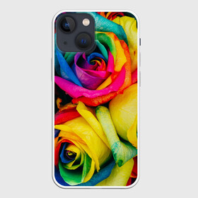 Чехол для iPhone 13 mini с принтом Разноцветные розы в Санкт-Петербурге,  |  | букет | букеты | природа | природный | разноцветная | разноцветные | растение | растения | роза | розочка | розочки | розы | флора | цветной | цветные | цветок | цветочек | цветочки | цветы