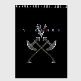 Скетчбук с принтом Vikings в Санкт-Петербурге, 100% бумага
 | 48 листов, плотность листов — 100 г/м2, плотность картонной обложки — 250 г/м2. Листы скреплены сверху удобной пружинной спиралью | mgm television | vikings | викинги | майкл хёрст | скандинавия