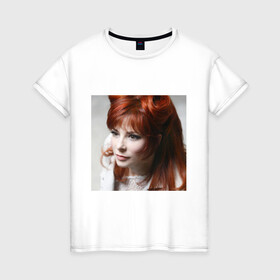 Женская футболка хлопок с принтом Mylene Farmer в Санкт-Петербурге, 100% хлопок | прямой крой, круглый вырез горловины, длина до линии бедер, слегка спущенное плечо | певица