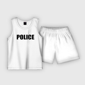 Детская пижама с шортами хлопок с принтом Police в Санкт-Петербурге,  |  | police | мвд | милиция | оперуполномоченный | патруль | правоохранительный орган | россии | рф | силовые структуры
