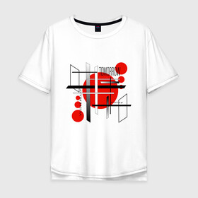 Мужская футболка хлопок Oversize с принтом JAPAN в Санкт-Петербурге, 100% хлопок | свободный крой, круглый ворот, “спинка” длиннее передней части | абстракция | будущее | геометрия | город | жизнь | япония