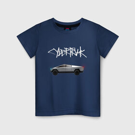 Детская футболка хлопок с принтом Tesla Cybertruck в Санкт-Петербурге, 100% хлопок | круглый вырез горловины, полуприлегающий силуэт, длина до линии бедер | car | cybertruck | elon musk | tesla | tesla cybertruck | кибертрак | тесла | тесла кибертрак