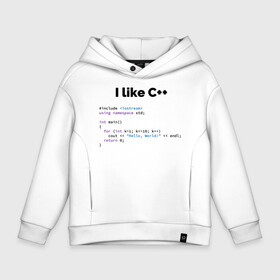 Детское худи Oversize хлопок с принтом Мне нравится C++ в Санкт-Петербурге, френч-терри — 70% хлопок, 30% полиэстер. Мягкий теплый начес внутри —100% хлопок | боковые карманы, эластичные манжеты и нижняя кромка, капюшон на магнитной кнопке | Тематика изображения на принте: c++ | программирование | программирования | программист | язык