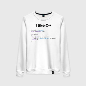 Женский свитшот хлопок с принтом Мне нравится C++ в Санкт-Петербурге, 100% хлопок | прямой крой, круглый вырез, на манжетах и по низу широкая трикотажная резинка  | c++ | программирование | программирования | программист | язык