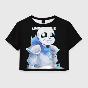 Женская футболка Crop-top 3D с принтом UNDERTALE в Санкт-Петербурге, 100% полиэстер | круглая горловина, длина футболки до линии талии, рукава с отворотами | chara | frisk | sans | undertale | андертале | андертейл | игра | подземная история | подземная сказка | санс | ундертале | фриск | чара