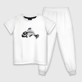 Детская пижама хлопок с принтом Скелет Рыбы в Санкт-Петербурге, 100% хлопок |  брюки и футболка прямого кроя, без карманов, на брюках мягкая резинка на поясе и по низу штанин
 | 