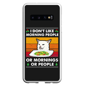 Чехол для Samsung Galaxy S10 с принтом Woman Yelling at Cat в Санкт-Петербурге, Силикон | Область печати: задняя сторона чехла, без боковых панелей | cat | cats | christmas | mem | meme | memes | new year | xmas | вязаный | женщина | кот | кричит | мем | мемы | на кота | новый год | рождество | свитер