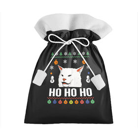 Подарочный 3D мешок с принтом Woman Yelling at Cat в Санкт-Петербурге, 100% полиэстер | Размер: 29*39 см | cat | cats | christmas | mem | meme | memes | new year | xmas | вязаный | женщина | кот | кричит | мем | мемы | на кота | новый год | рождество | свитер