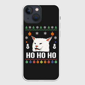 Чехол для iPhone 13 mini с принтом Woman Yelling at Cat в Санкт-Петербурге,  |  | cat | cats | christmas | mem | meme | memes | new year | xmas | вязаный | женщина | кот | кричит | мем | мемы | на кота | новый год | рождество | свитер