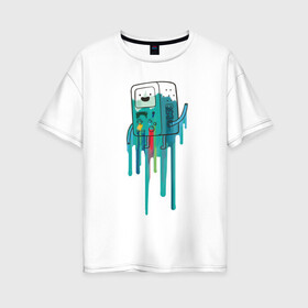 Женская футболка хлопок Oversize с принтом БиМо Adventure Time в Санкт-Петербурге, 100% хлопок | свободный крой, круглый ворот, спущенный рукав, длина до линии бедер
 | adventure time | dsgnosadchaya | vdosadir | бимо | время приключений | пендлтон уорд