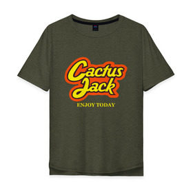 Мужская футболка хлопок Oversize с принтом Cactus Jack в Санкт-Петербурге, 100% хлопок | свободный крой, круглый ворот, “спинка” длиннее передней части | reeses puffs | travis scott | джэк | кактус | трэвис скотт