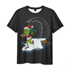 Мужская футболка 3D с принтом The Grinch в Санкт-Петербурге, 100% полиэфир | прямой крой, круглый вырез горловины, длина до линии бедер | Тематика изображения на принте: 